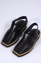 KAPTAAN Black Peshawari Chappal